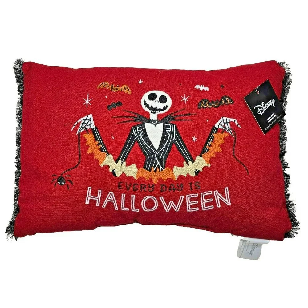 Nightmare Before Christmas Halloween Embroidered Throw Pillow 12x18
